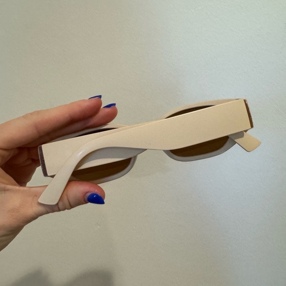 Blue Planet Unisex Cream Retro Brown Lens Taj Polarized Rectangle Sunglasses - Picture 8 of 15